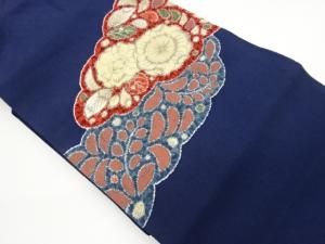 縮緬地雲取りに辻が花模様名古屋帯